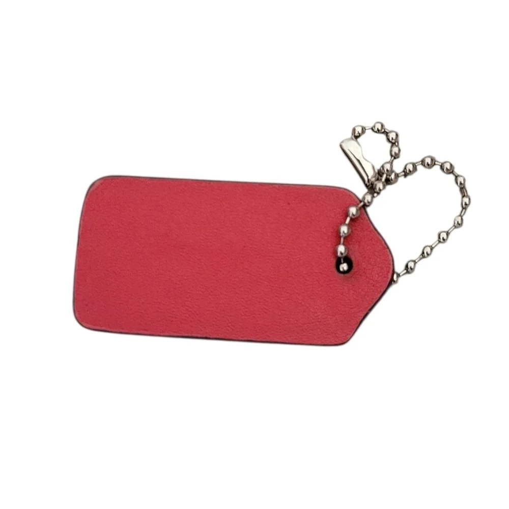 Coach Pink Leather Tag with Silver Chain